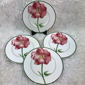 VILLEROY & BOCH FLORA WILD ROSE SET OF FOUR DESSERT PLATES